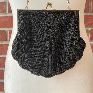 Walborg Vintage Hand Beaded Clamshell Evening Bag Clutch Hand Made in Hong Kong